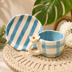 Gingham Cup & Striped Plates Sets