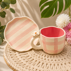 Gingham Cup & Striped Plates Sets