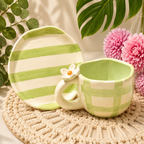Gingham Cup & Striped Plates Sets