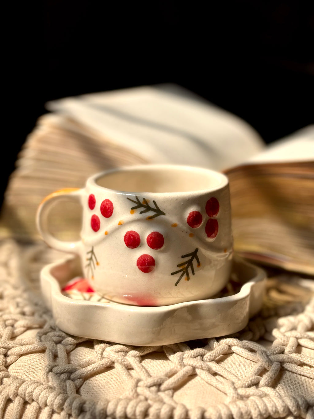 Berry Whispers Cup & Saucer ( Red )