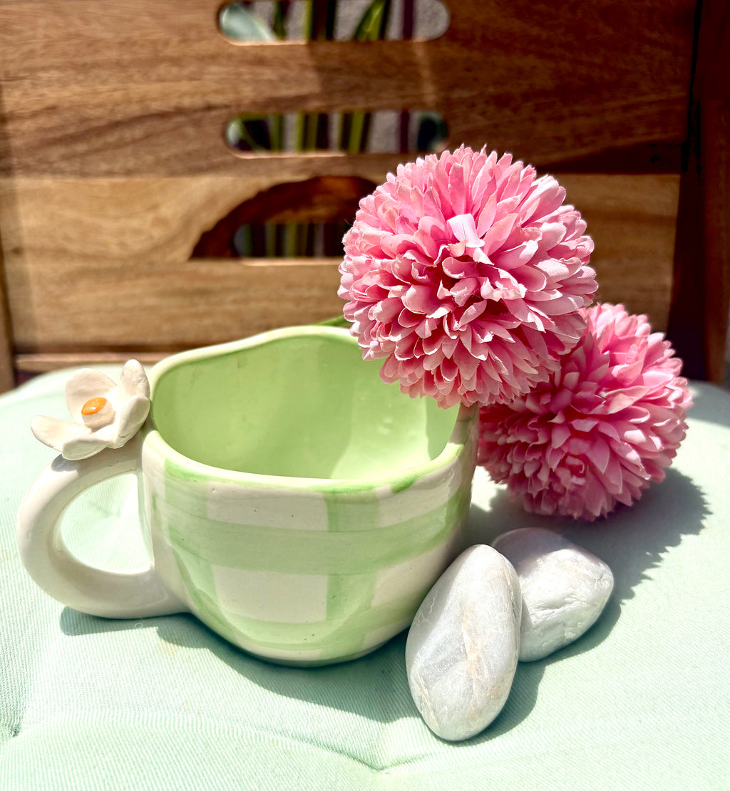 Gingham Cup & Striped Plates Sets