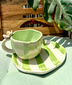 Gingham Cup & Striped Plates Sets