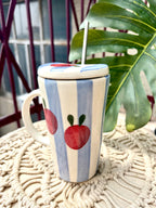 Berry Striped Sipper (with Lid & Straw)